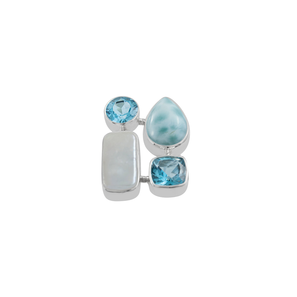 Fabulous Larimar Blue Topaz &amp; Pearl Ring