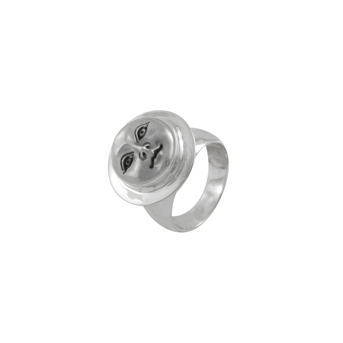 Magic Silver Moon Face Ring