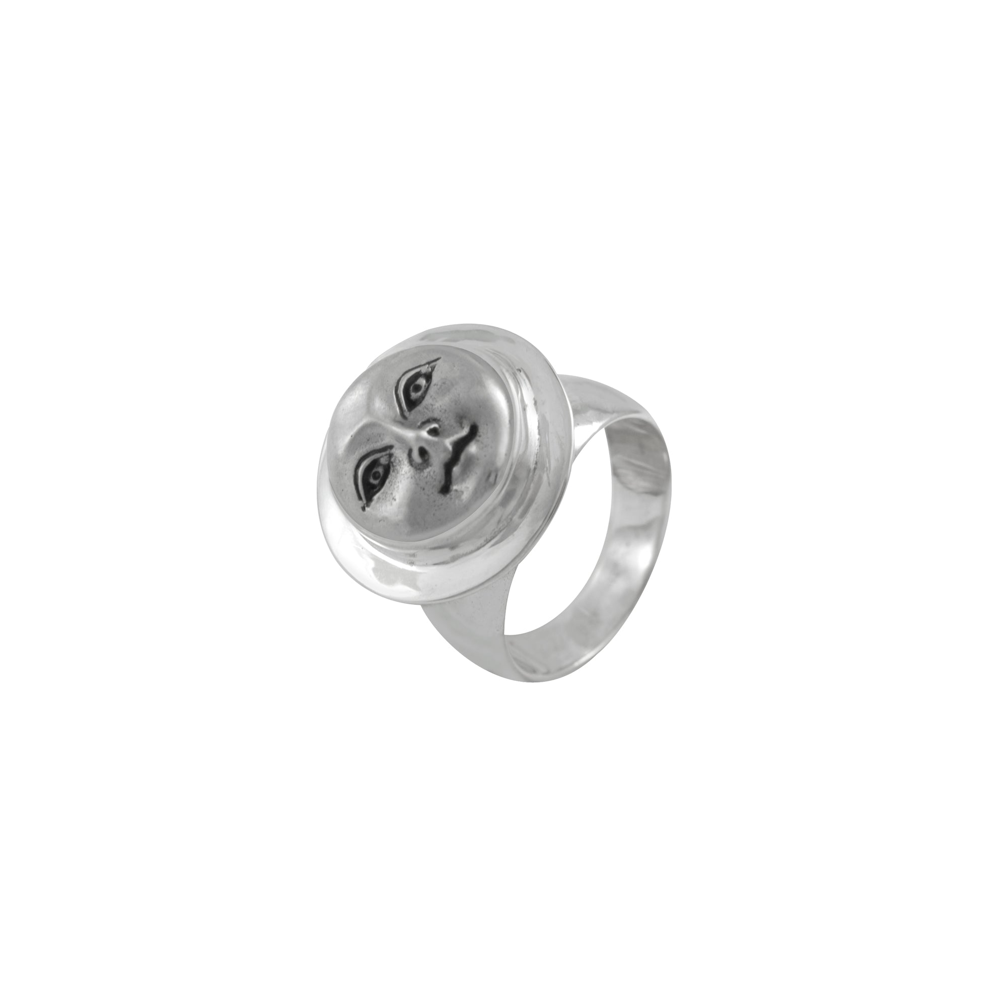Sterling Silver Face Ring With Silver Face And Sanblast