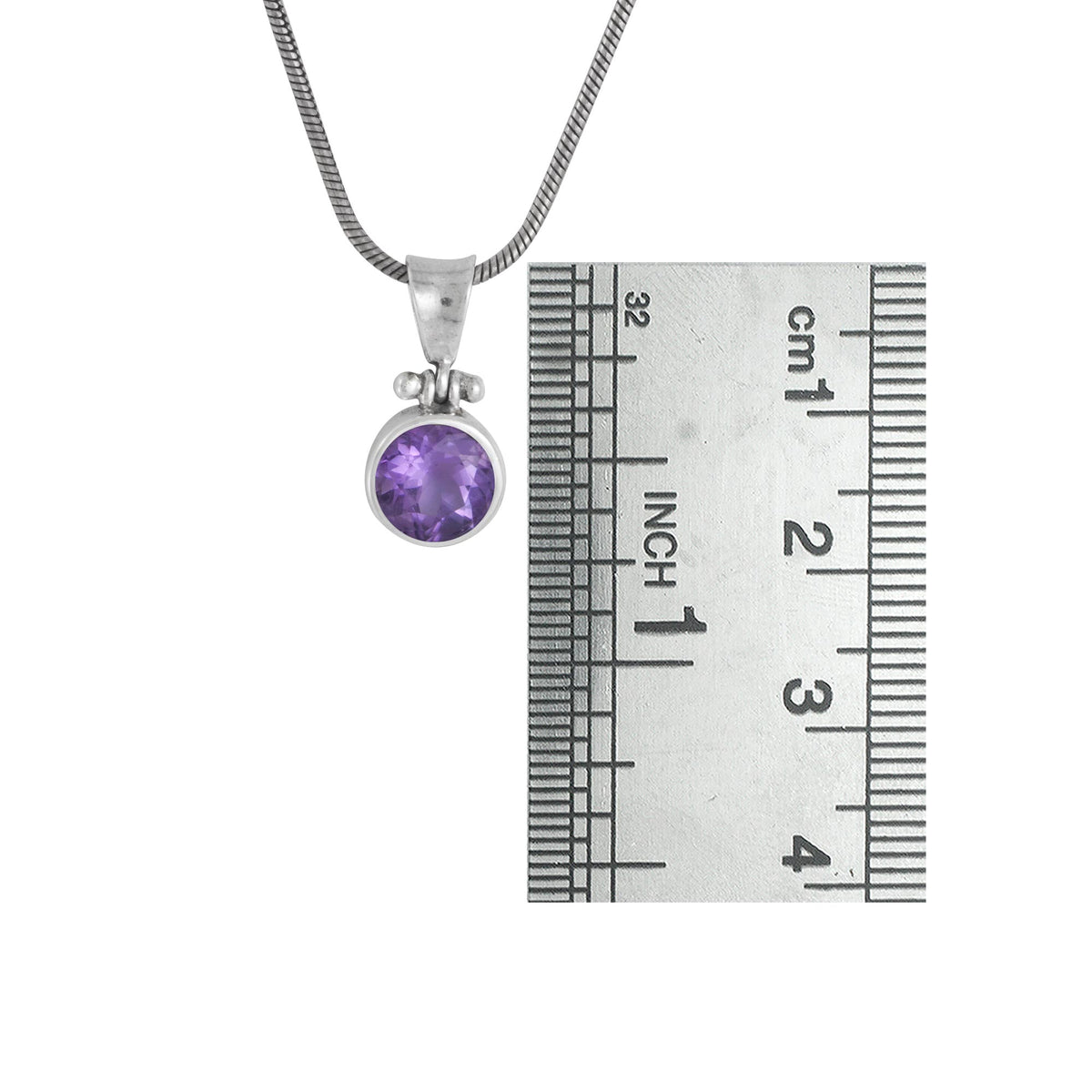 Silver Pendant With Amethyst Stone
