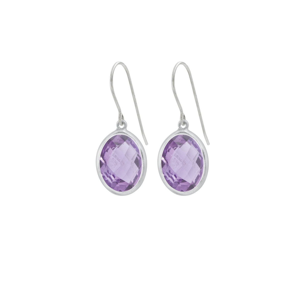 Sterling Silver Earring With Amethyst Briolet Drop