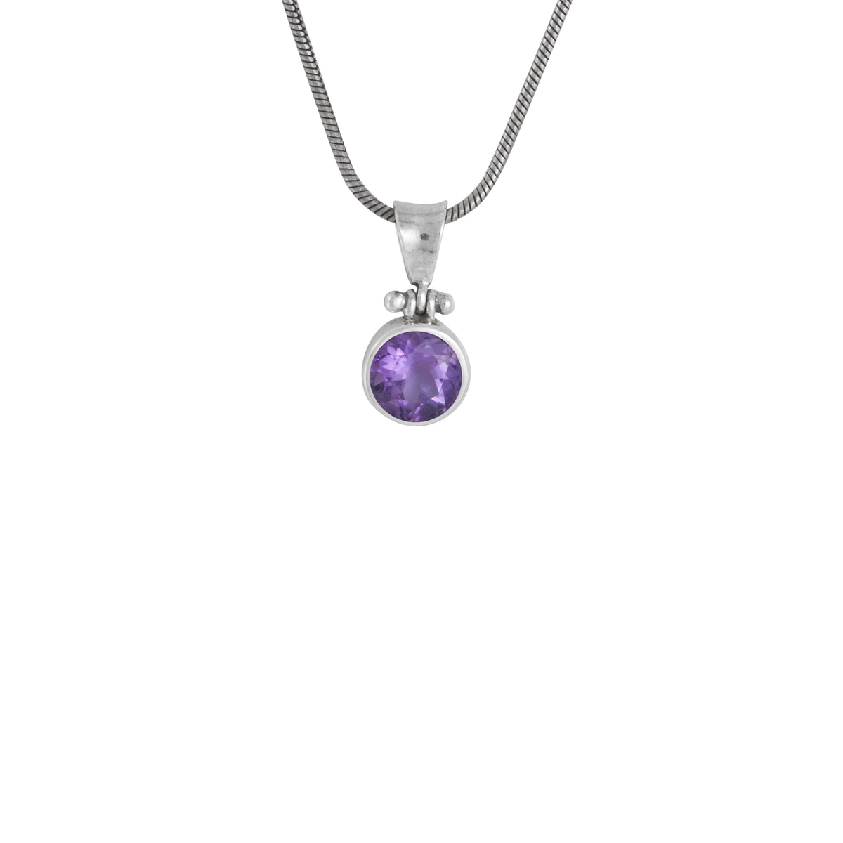 Silver Pendant With Amethyst Stone