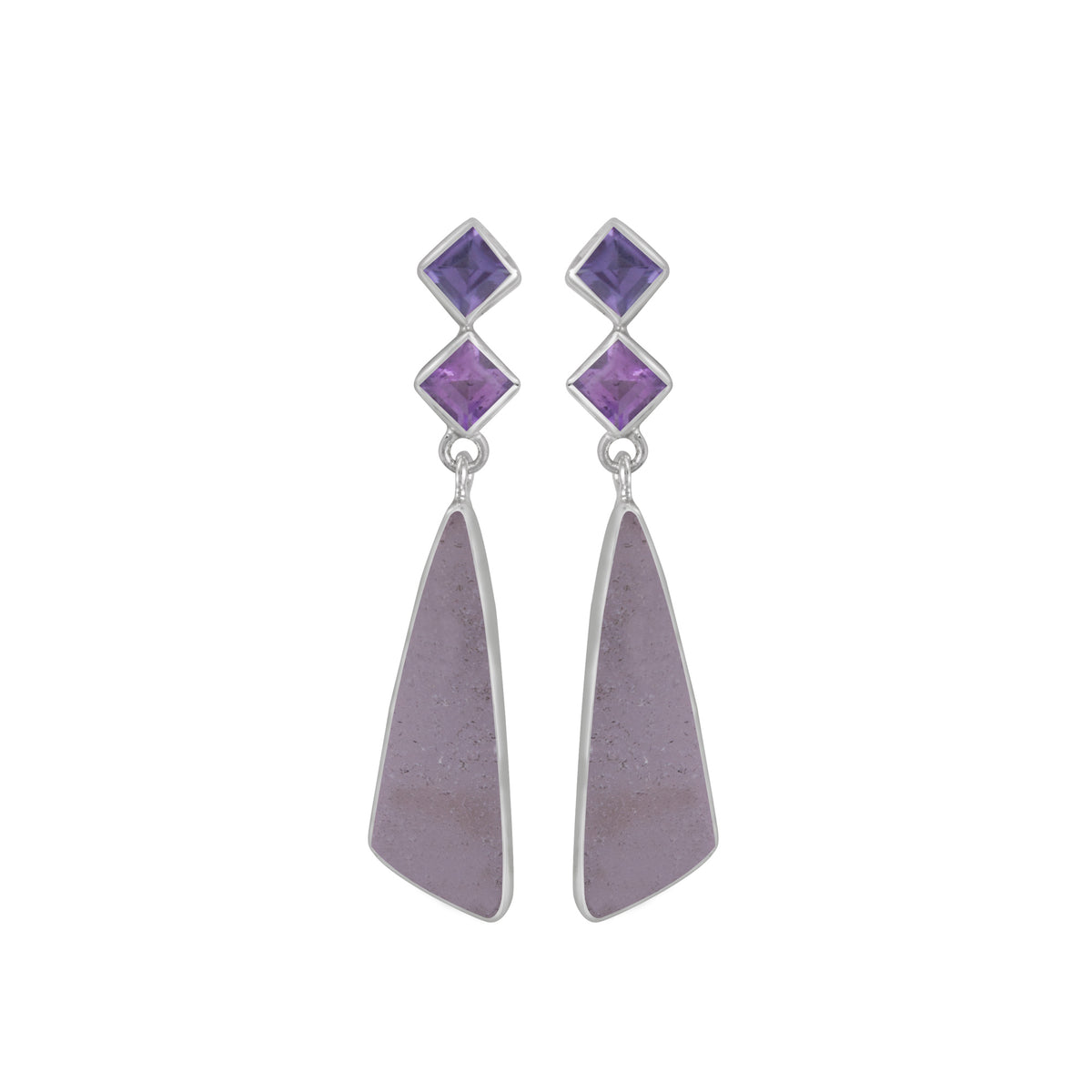 Sterling Silver Earring With Blue Topaz And Sea Glass