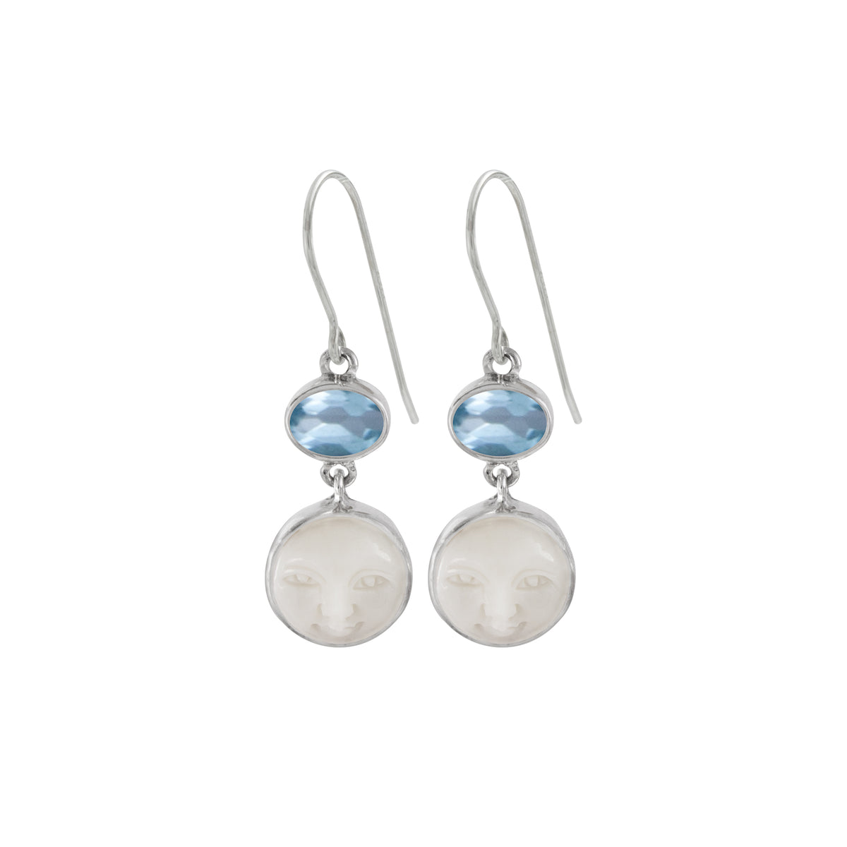 Sterling Silver Earring With Amethyst Oval, Bone Face Drop