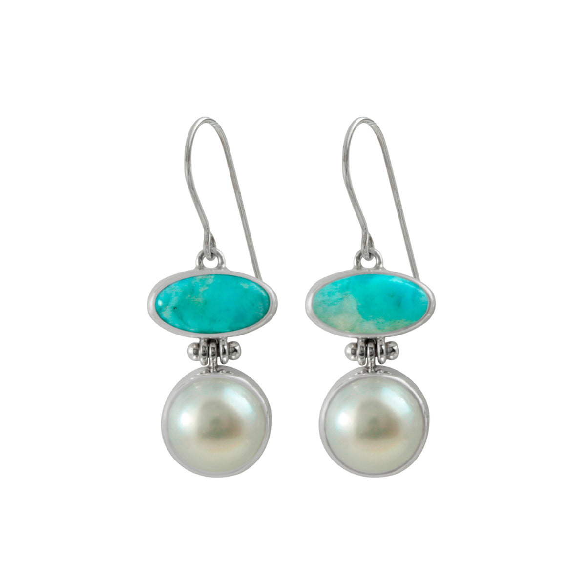 Larimar and Pearl Earring