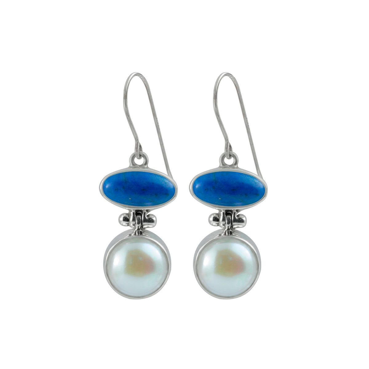 Every Day Elegance featuring Lapis and Pearl sterling silver earring