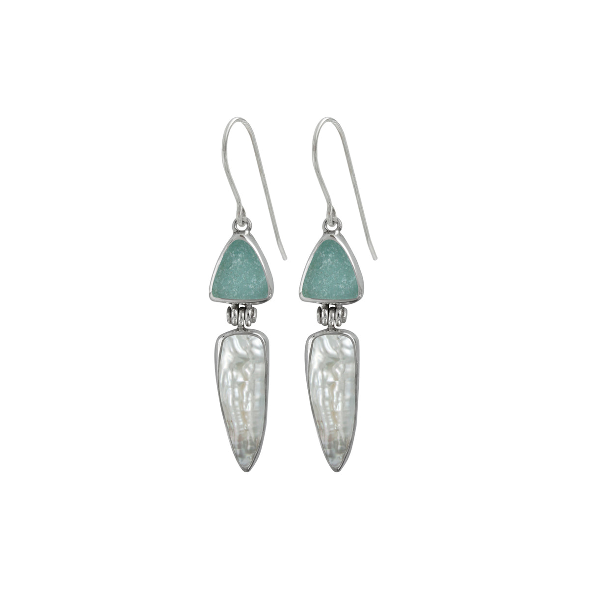 Sea Glass And Pearl Earring