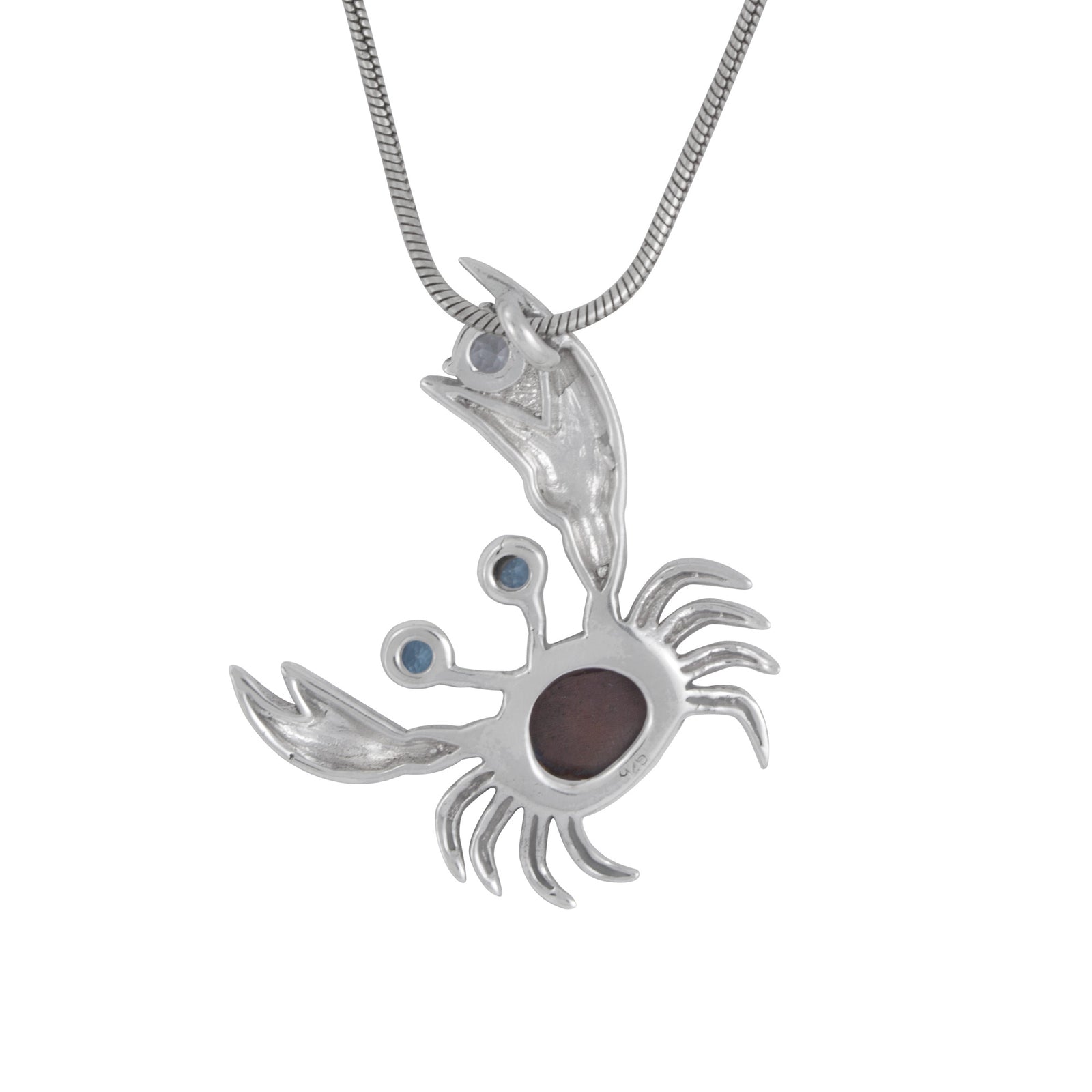 Silver Pendant Crab Component With Amethyst, Blue Topaz, Opal Free Form