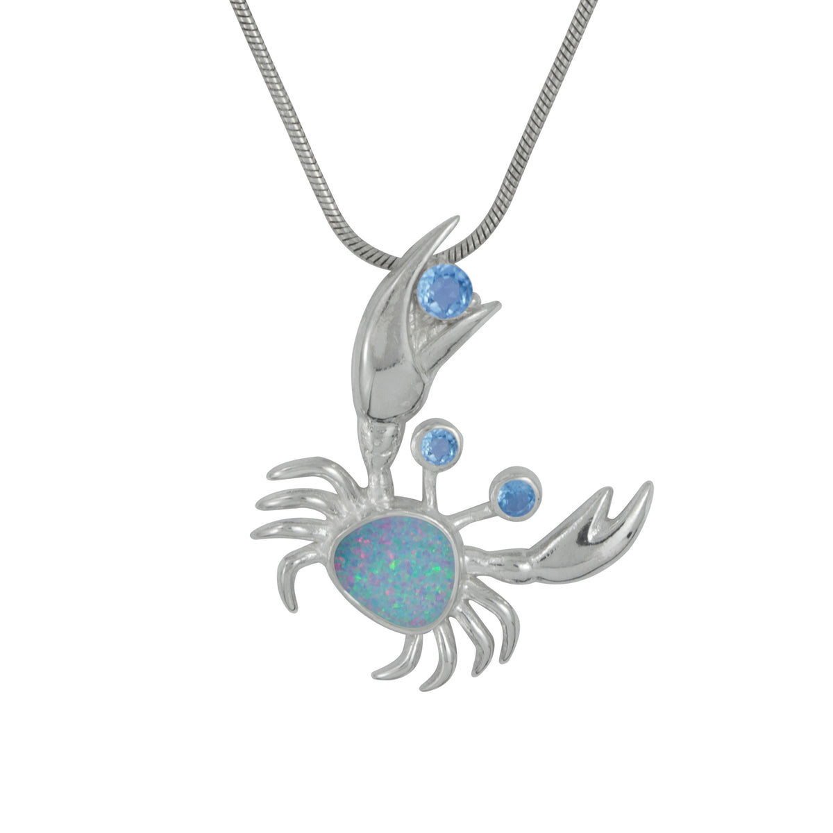 Silver Pendant Crab Component With Amethyst, Blue Topaz, Opal Free Form