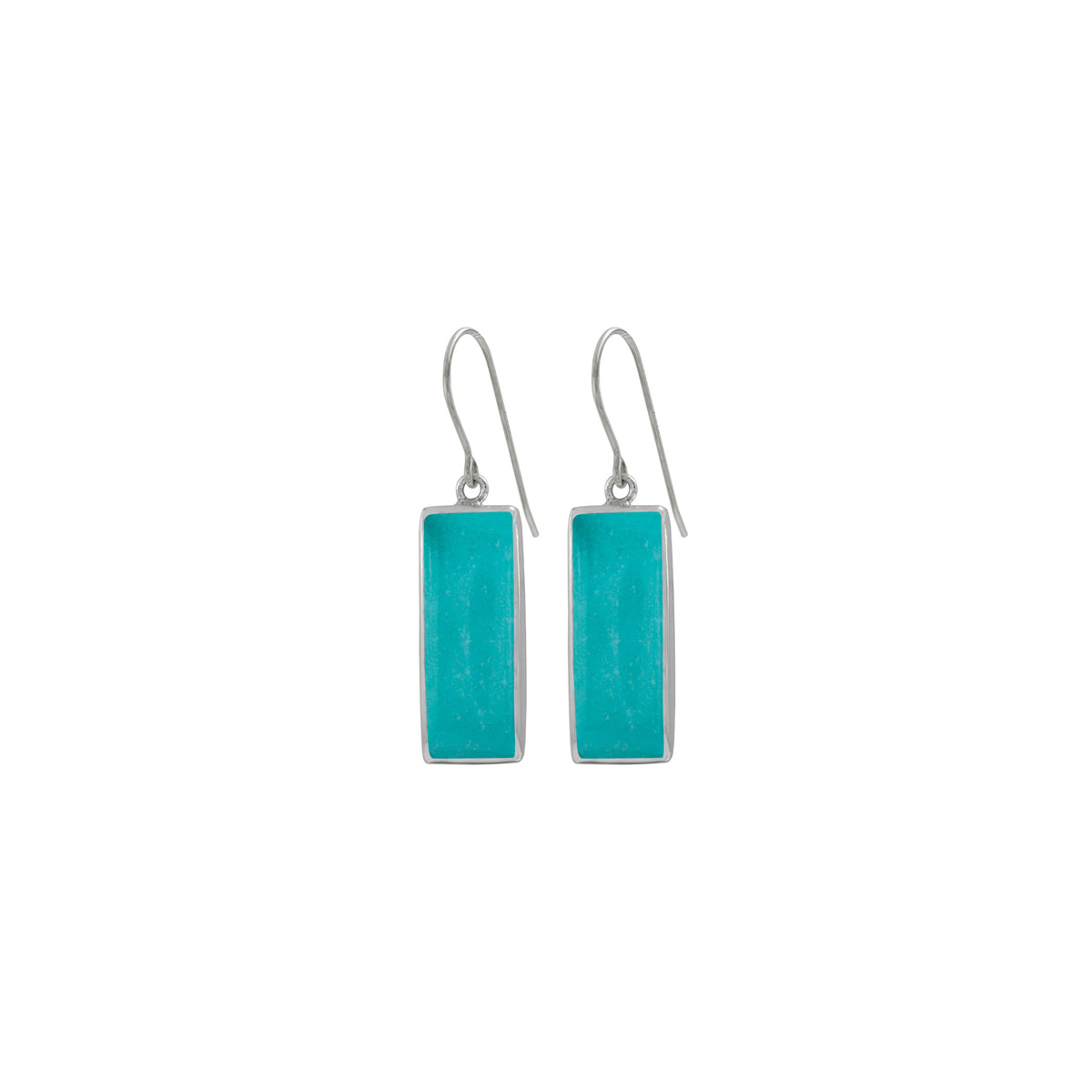 Sterling Silver Earring With Turquoise Rectangle Drop