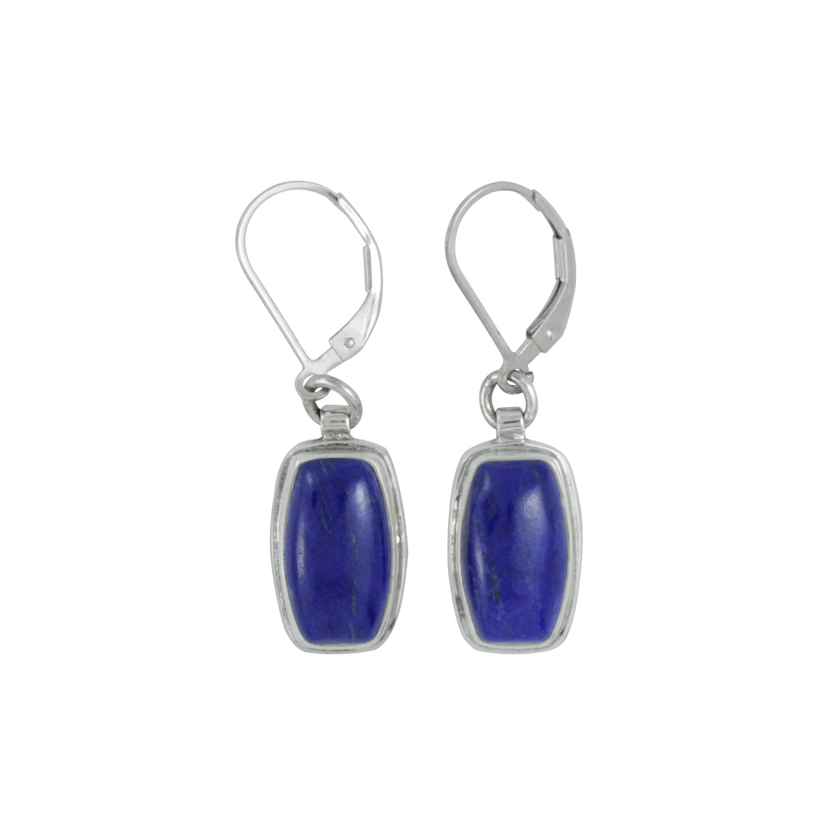 Sterling Silver Earring With Lapis Rectangle Drop