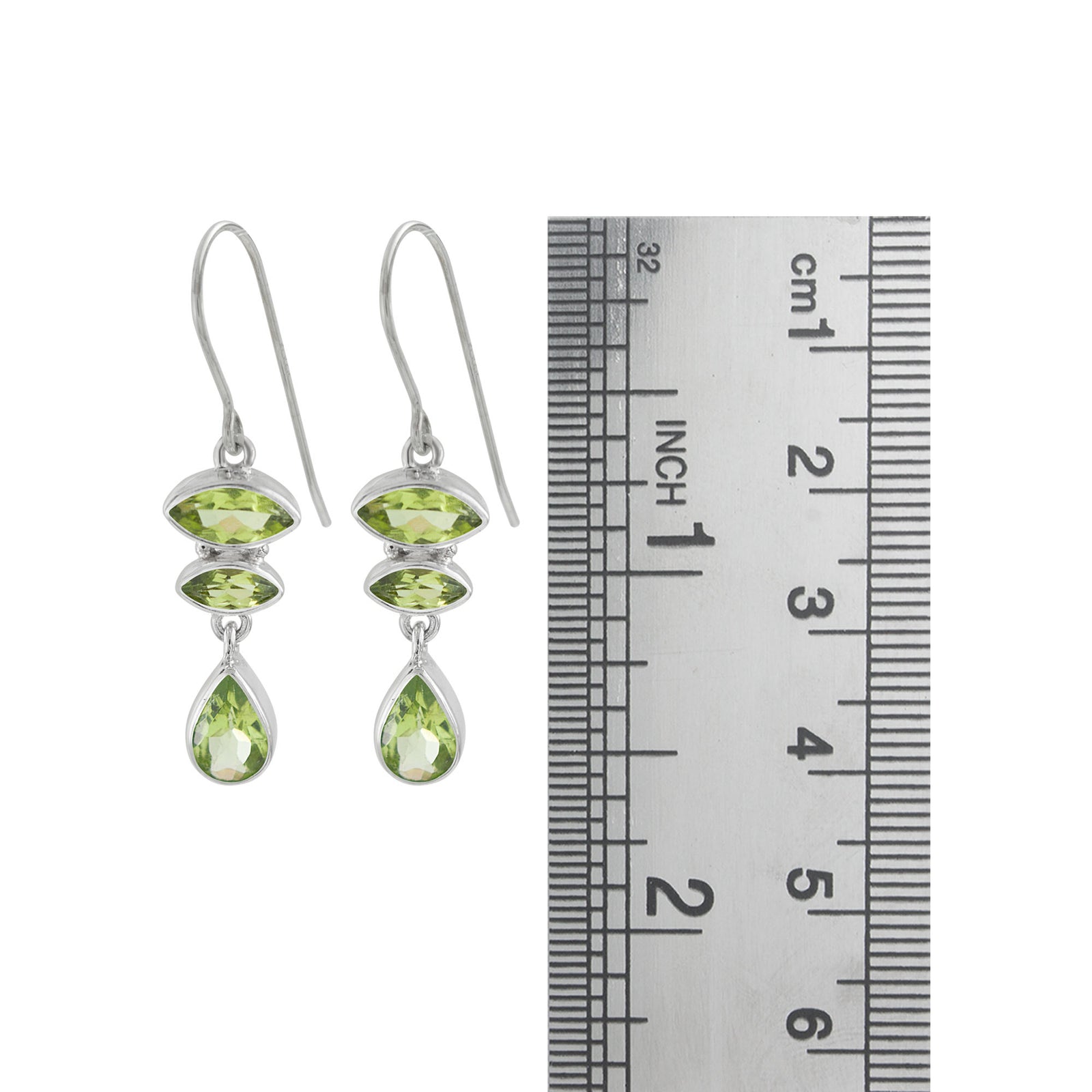 Sterling Silver Earring With Amethyst Maquoise & Pear Facet