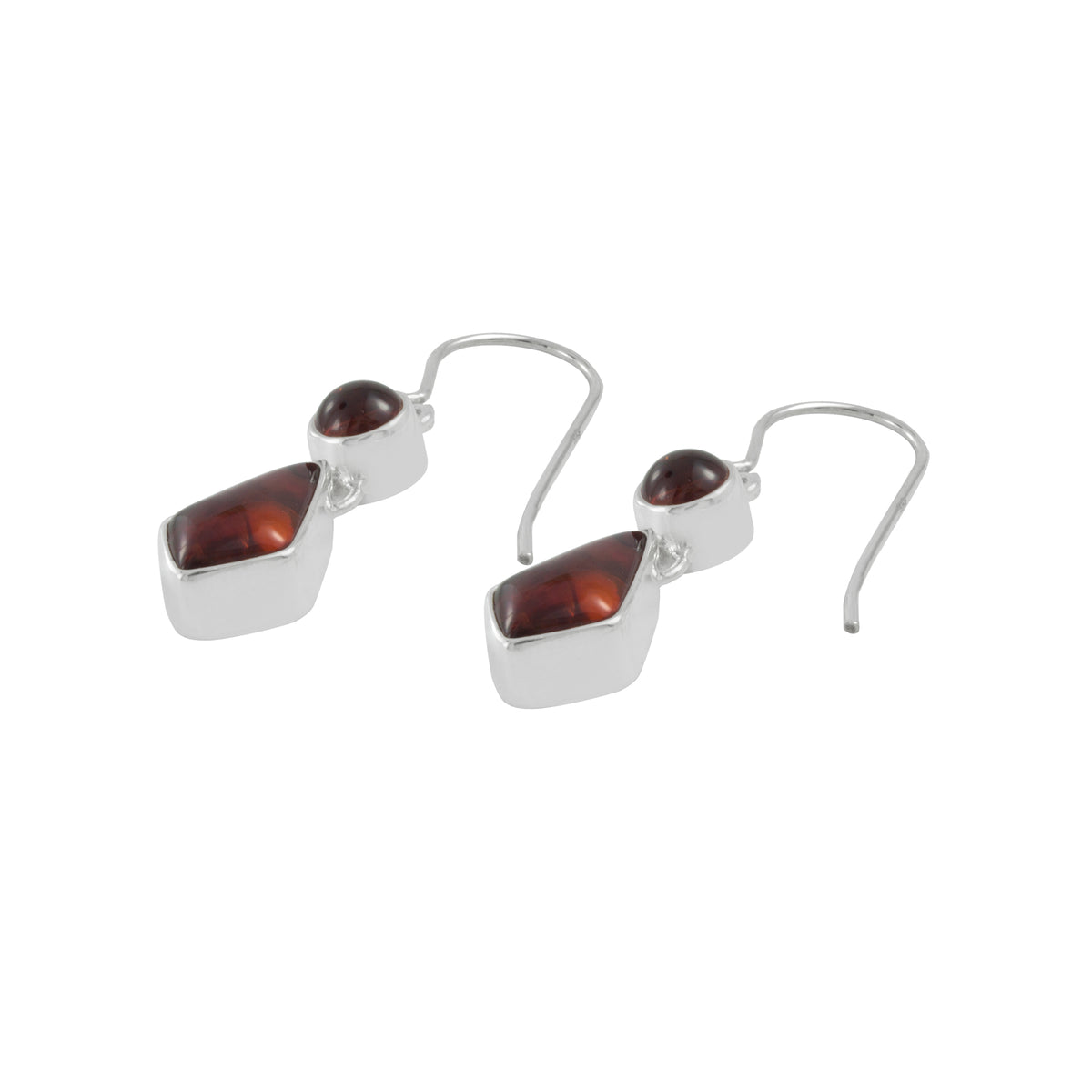Sterling Silver Earring With Round Amber, Kite Amber Stone