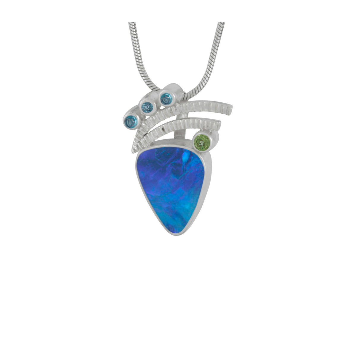 Transform your Style with This Exquisite Australian Opal Blue Topaz and Sterling Silver Pendant