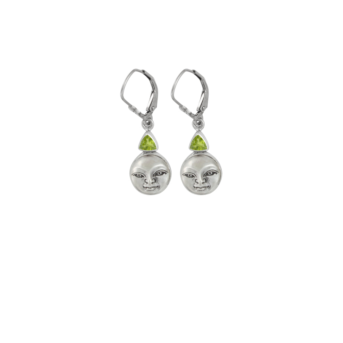 Sterling Silver Euroback Earring With Triangle Stone On top With Silver Face