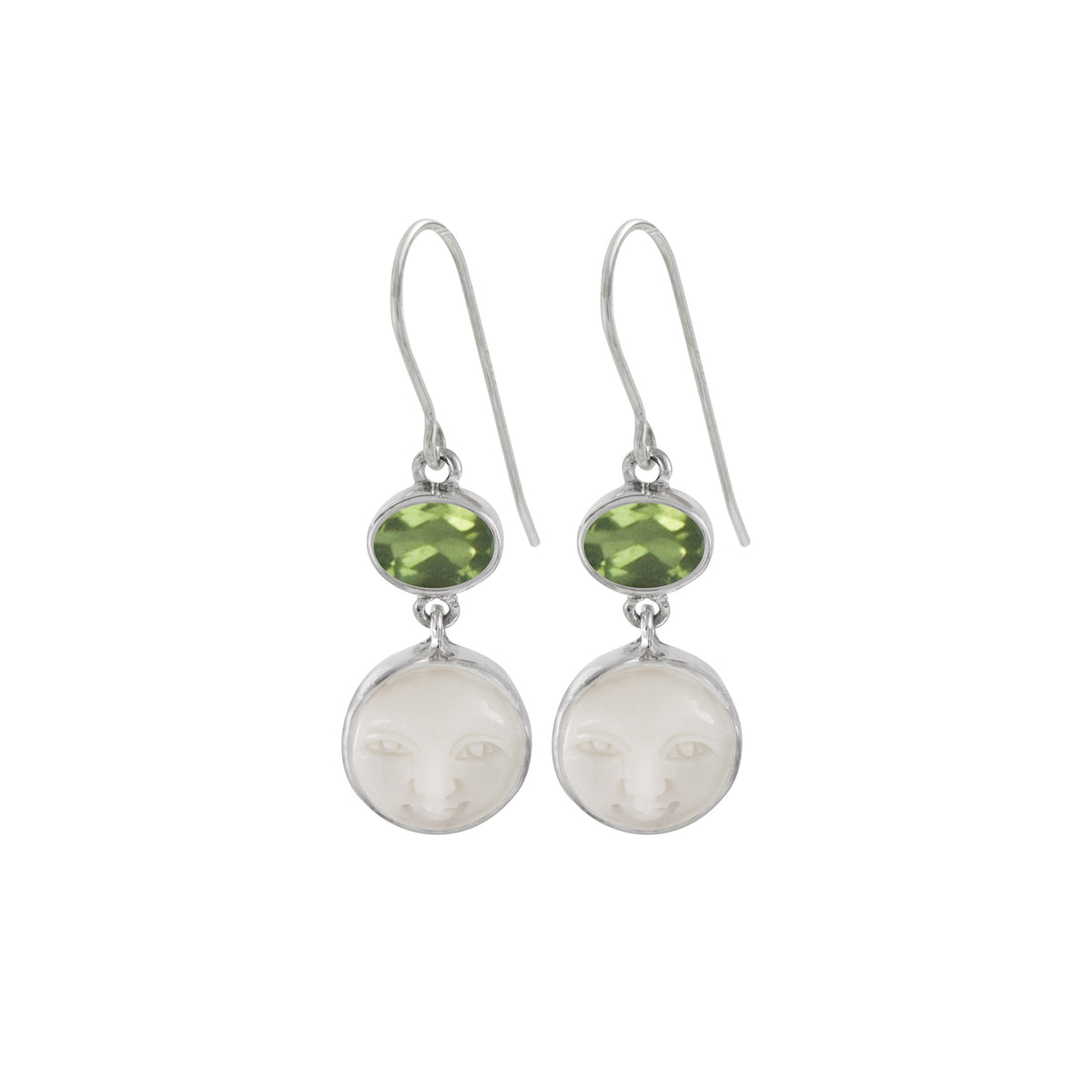 Sterling Silver Earring With Amethyst Oval, Bone Face Drop