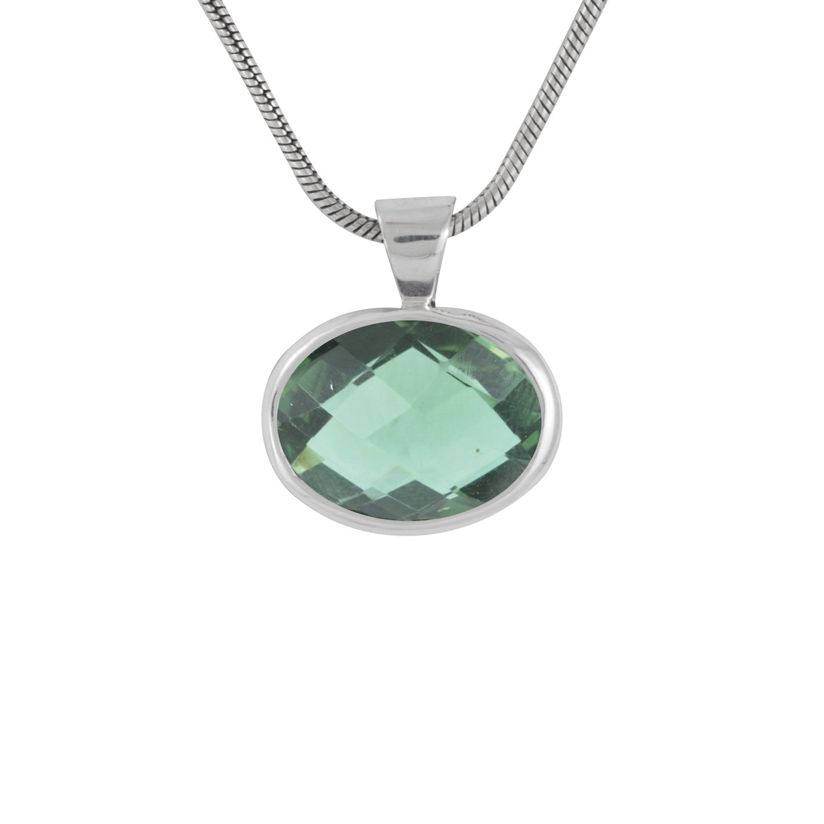 Sterling Silver Pendant With Amethyst Oval Briolet