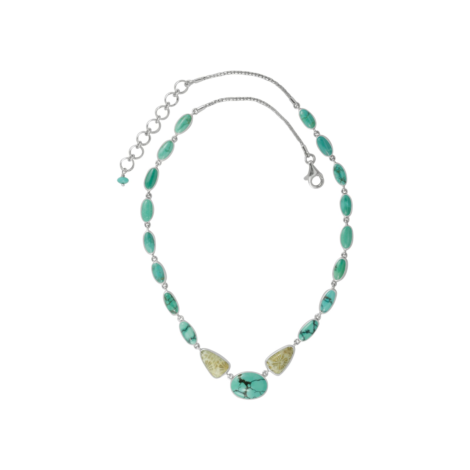 Stunning Turquoise Necklace With  Fossilized Coral