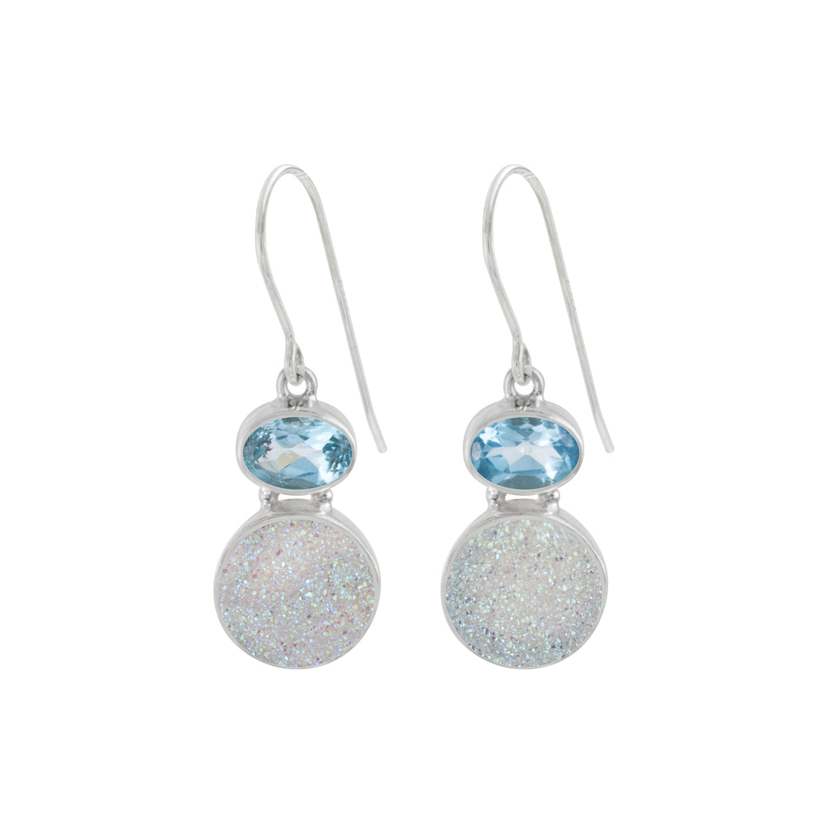 Blue Topaz &amp; Druzy Earring