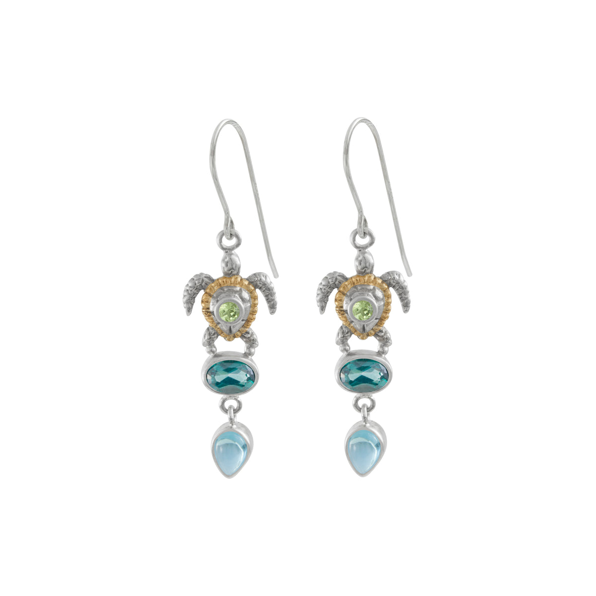 Sea Turtle Earrings with Gemstones
