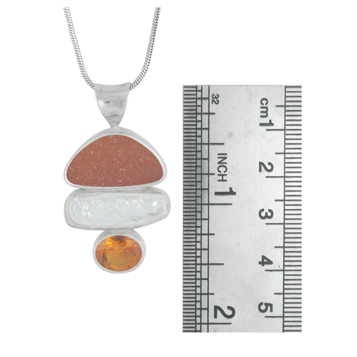 Sea Glass and Pearl Pendant