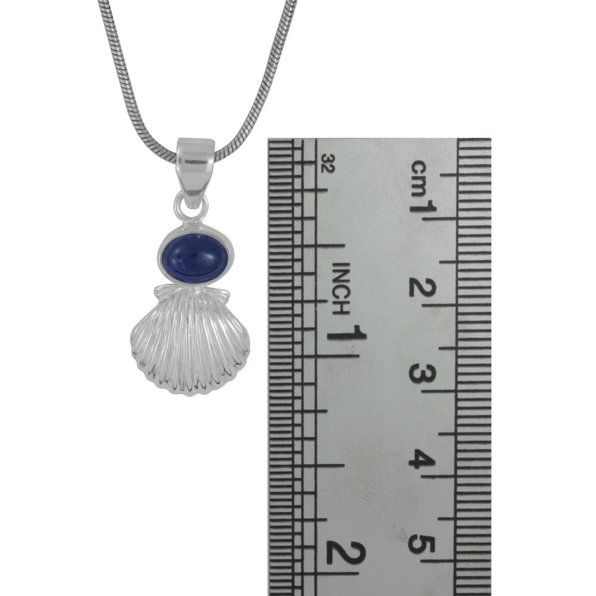 Silver Sea Shell Pendant - featuring Swiss Blue Topaz take the beach home!