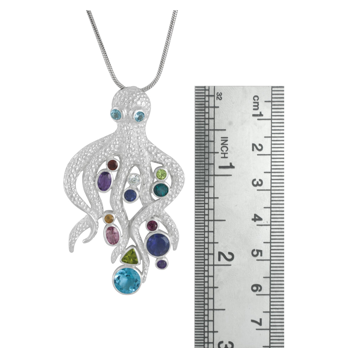 Exquisite Octopus Pendant with Cascading Gemstones