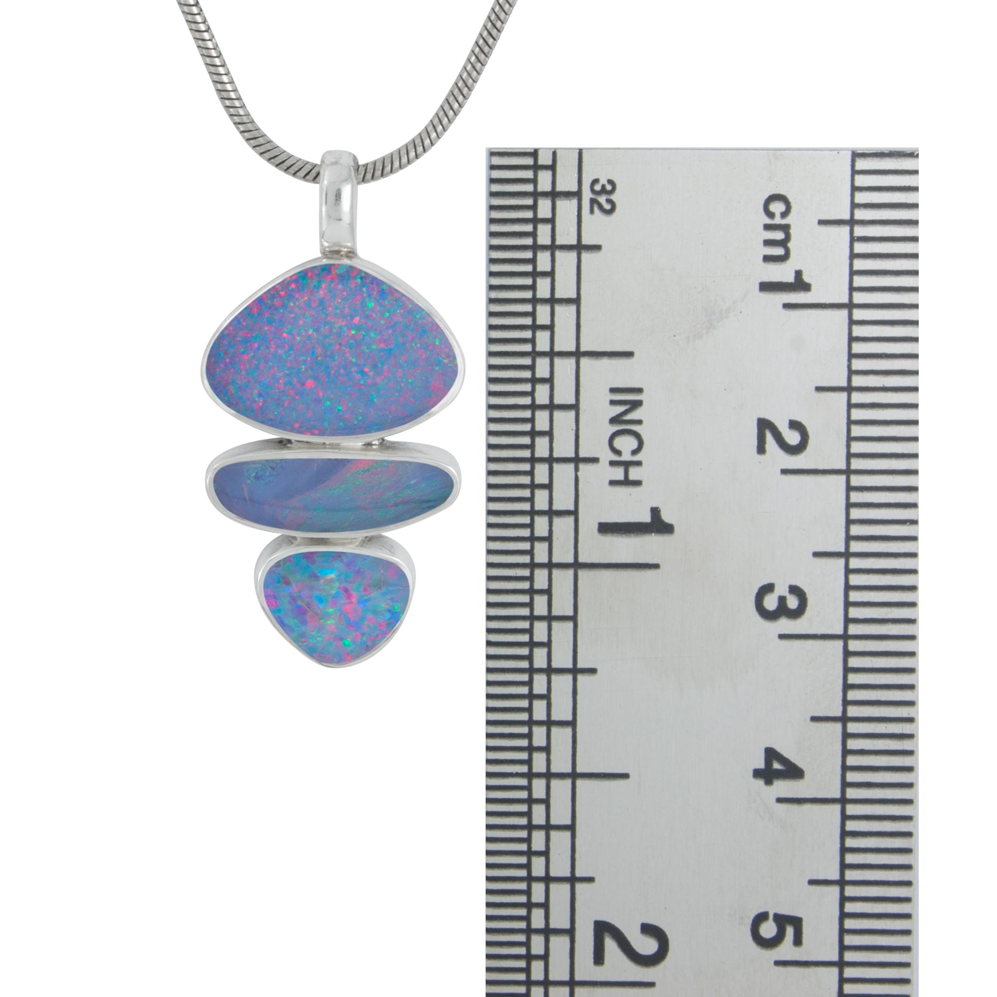 Silver Pendant With 3 Free Form Opal