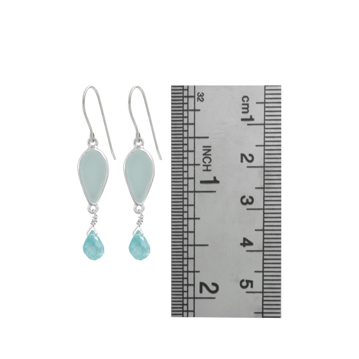 Charming Sea Glass Earring with Blue Topaz drops