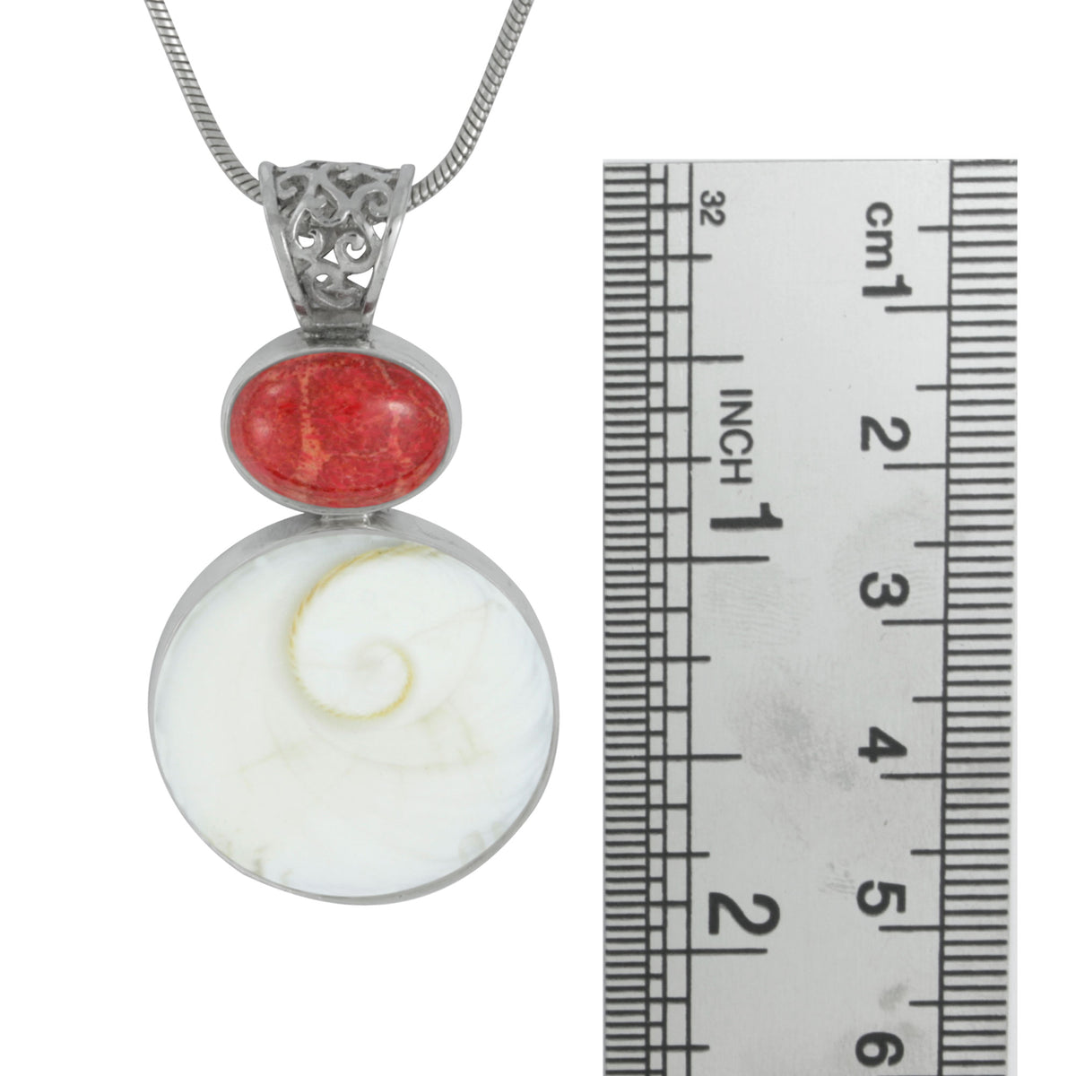 Coral &amp; Spiral Shell Pendant