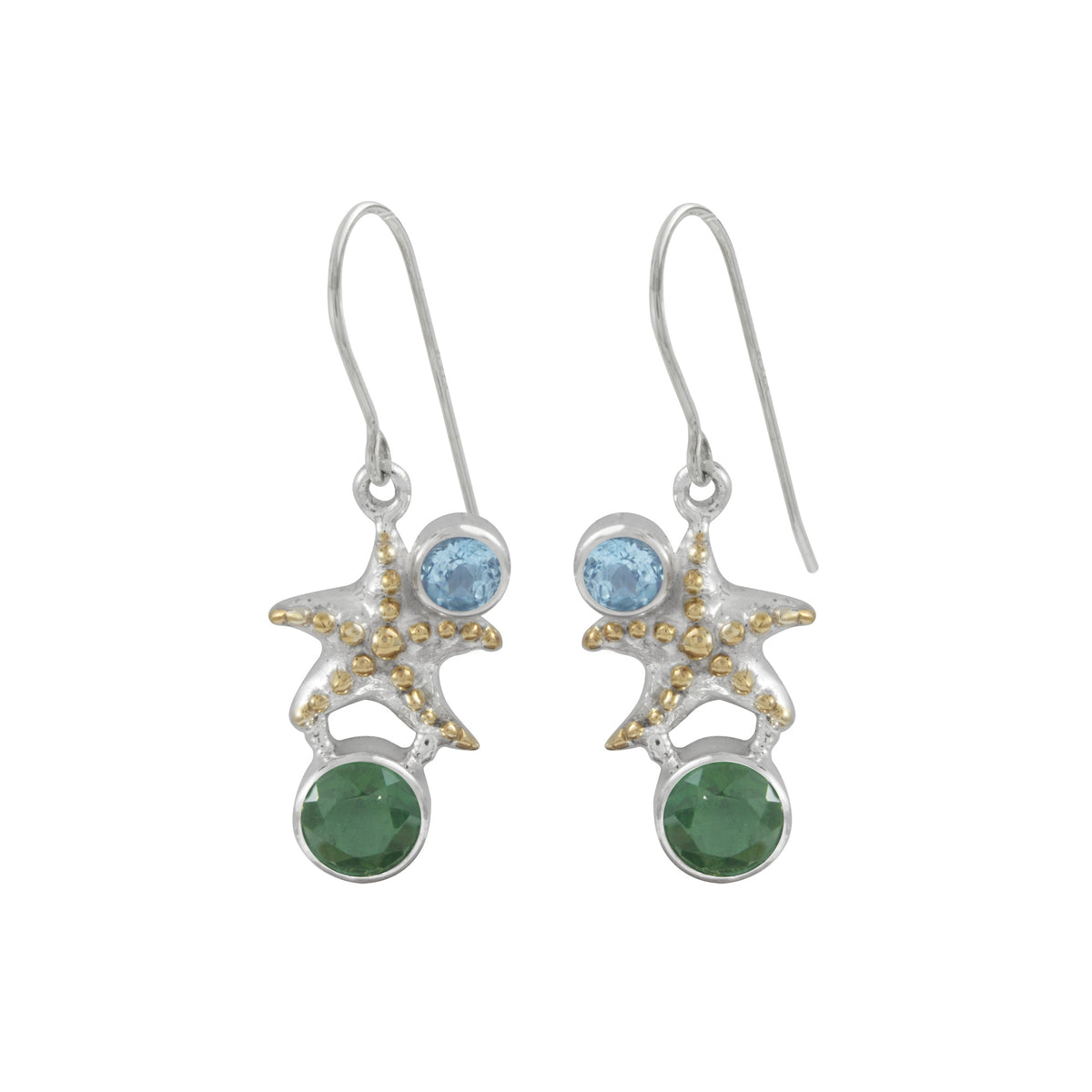 Exquisite Silver Starfish with Gemstones