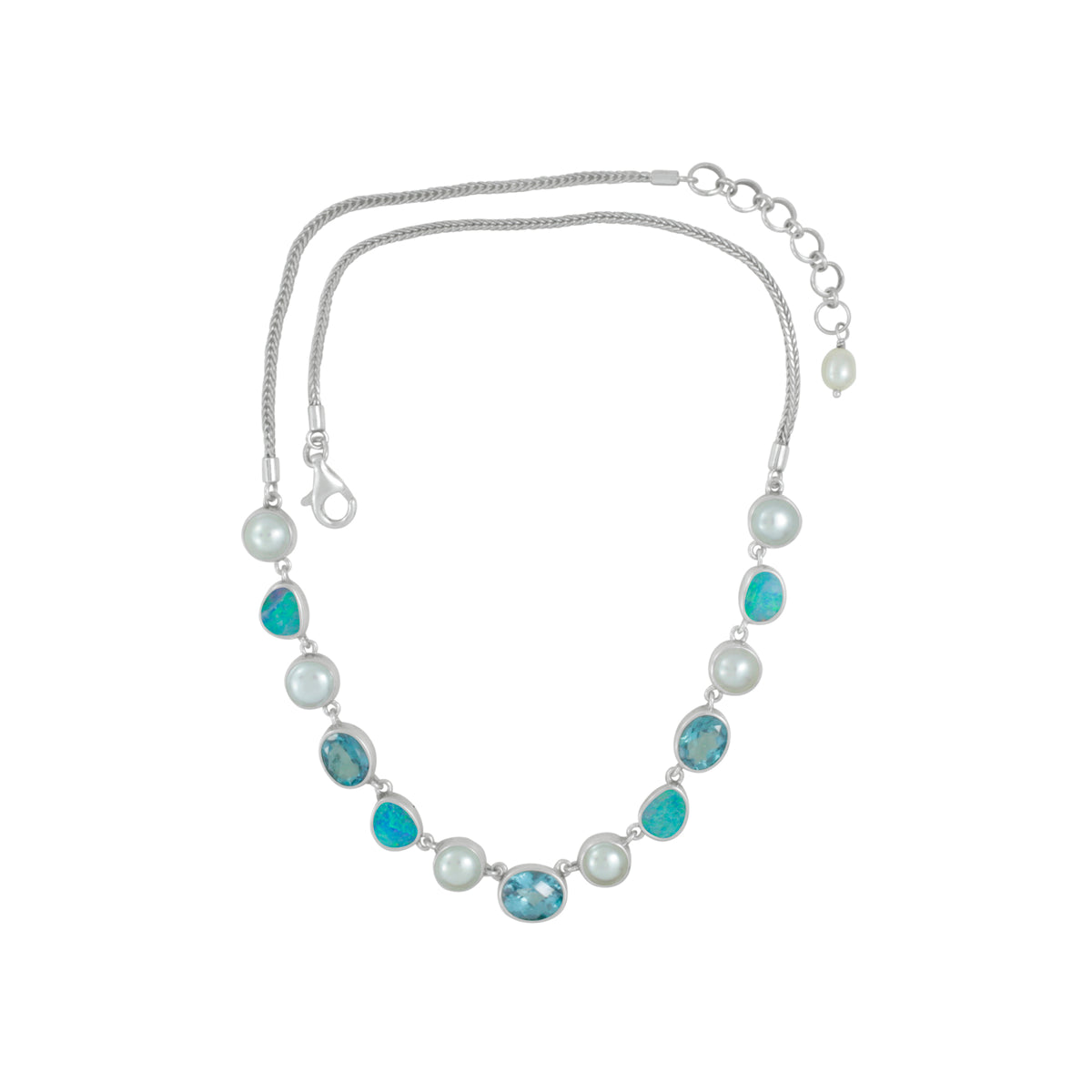 Gorgeous Opal Necklace with Pearl &amp; Green Topaz