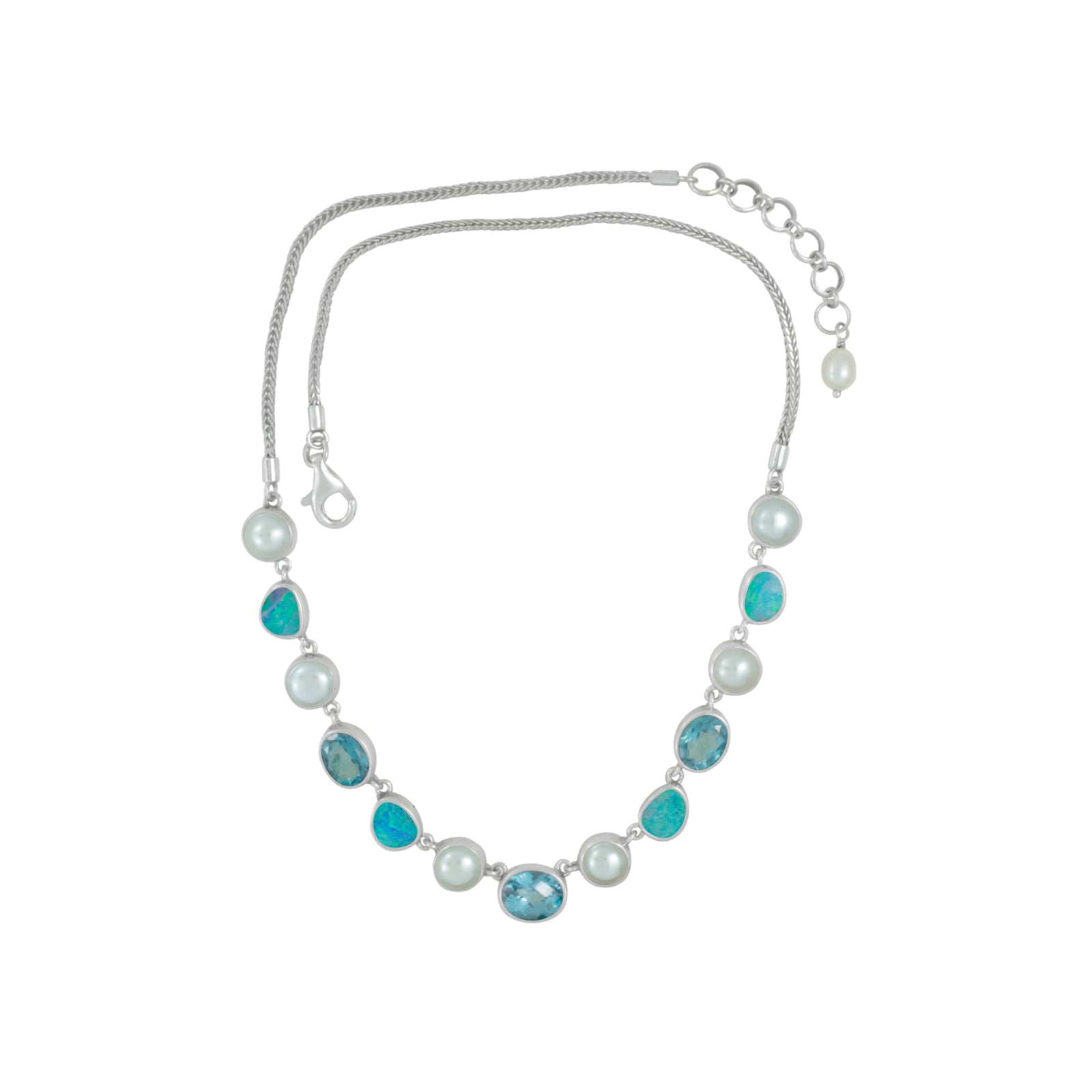 Gorgeous Opal Necklace with Pearl & Green Topaz