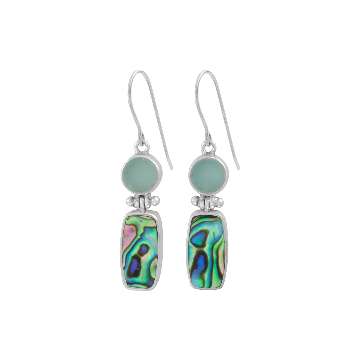 Paua Shell and Aqua Sea Glass Earring