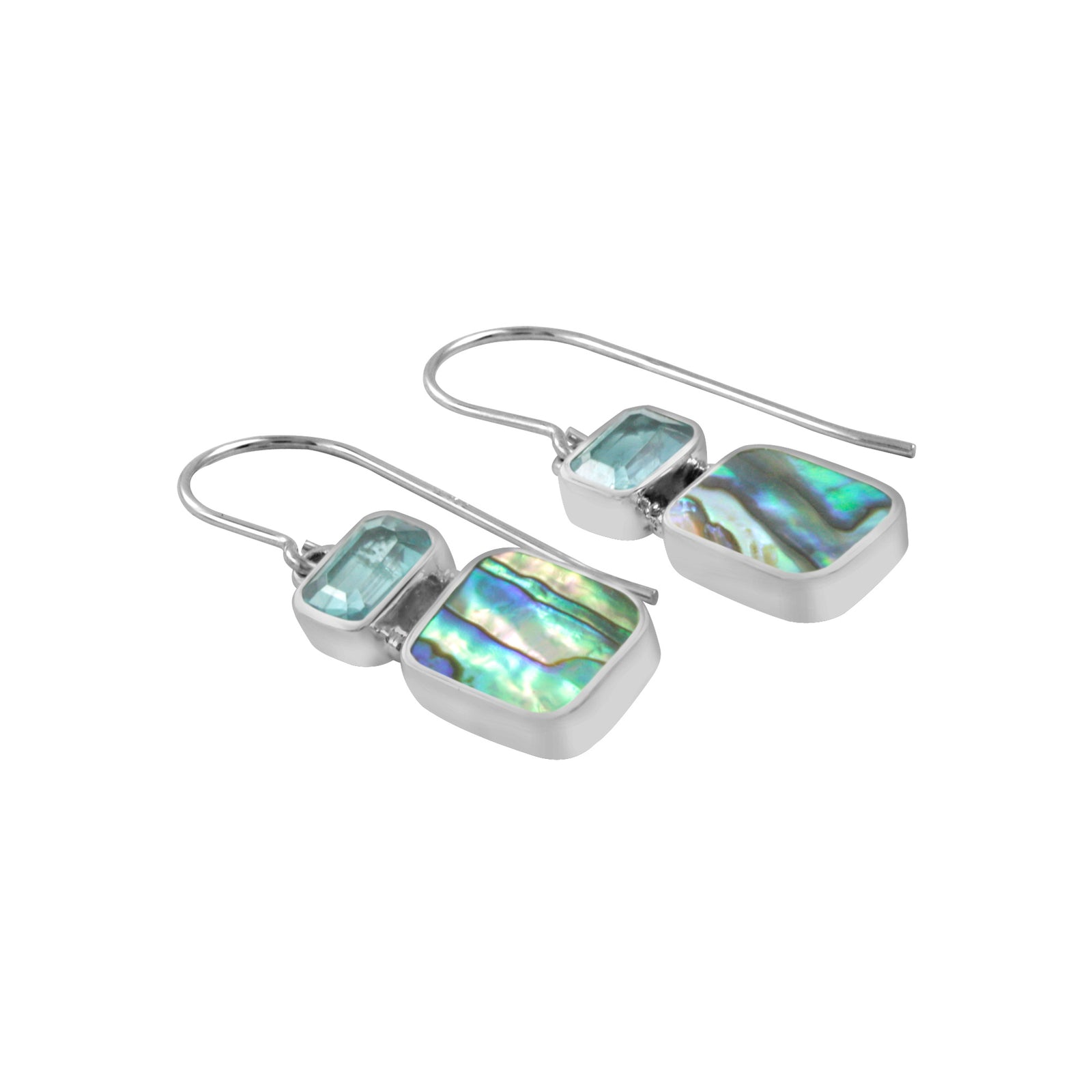 Shimmering Paua Shell and Green Topaz Earrings