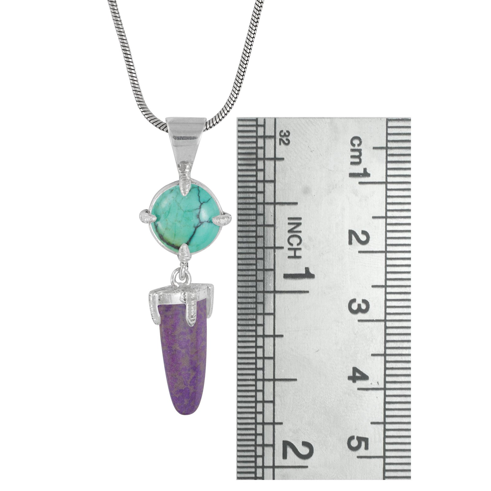 Sterling Silver Pendant With Turqouise Round And Sugilate