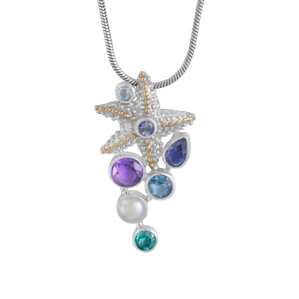 Sterling Silver Pendant Star Component With Multi Facet Stones