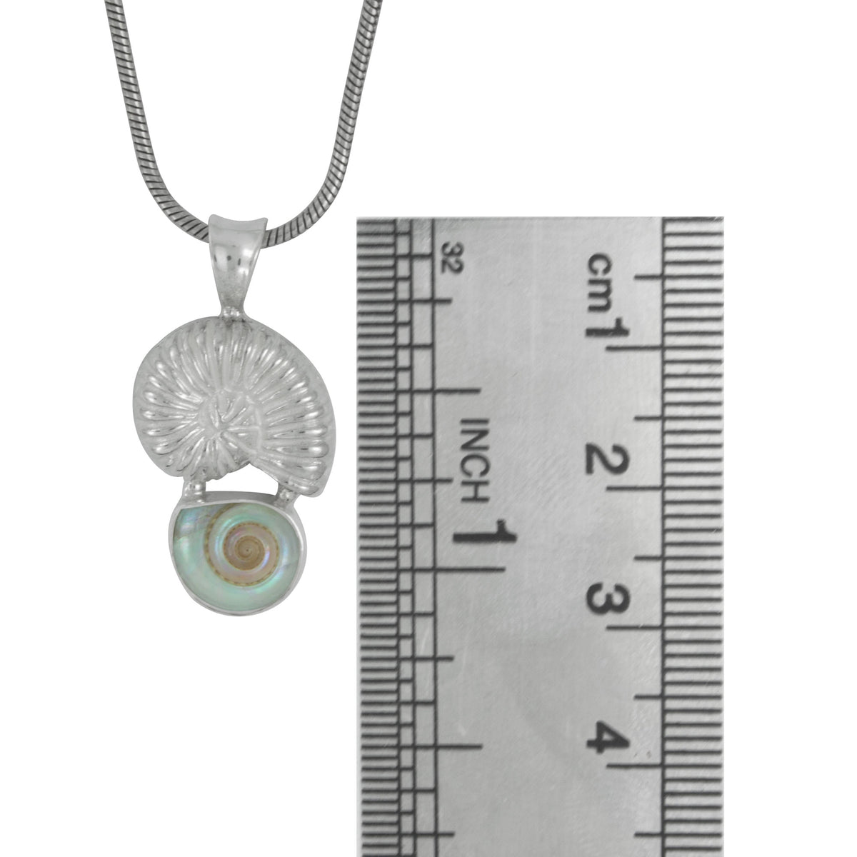 Silver Pendant With Shell Component With Shell Malabar Turbo
