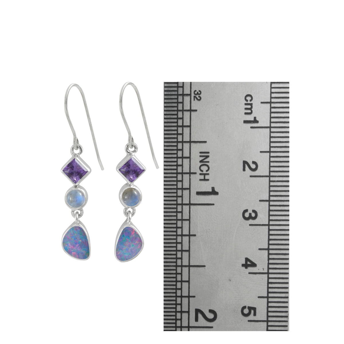 Simple &amp; Elagant Opal &amp; Amythyst Earring