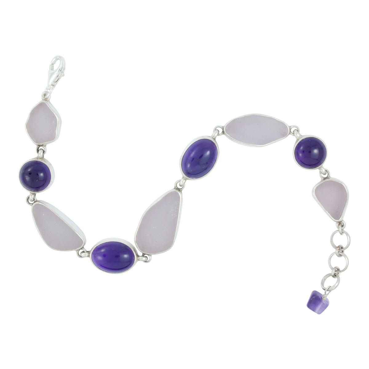 Stunning Amythyst &amp; Lavander Seaglass Bracelet