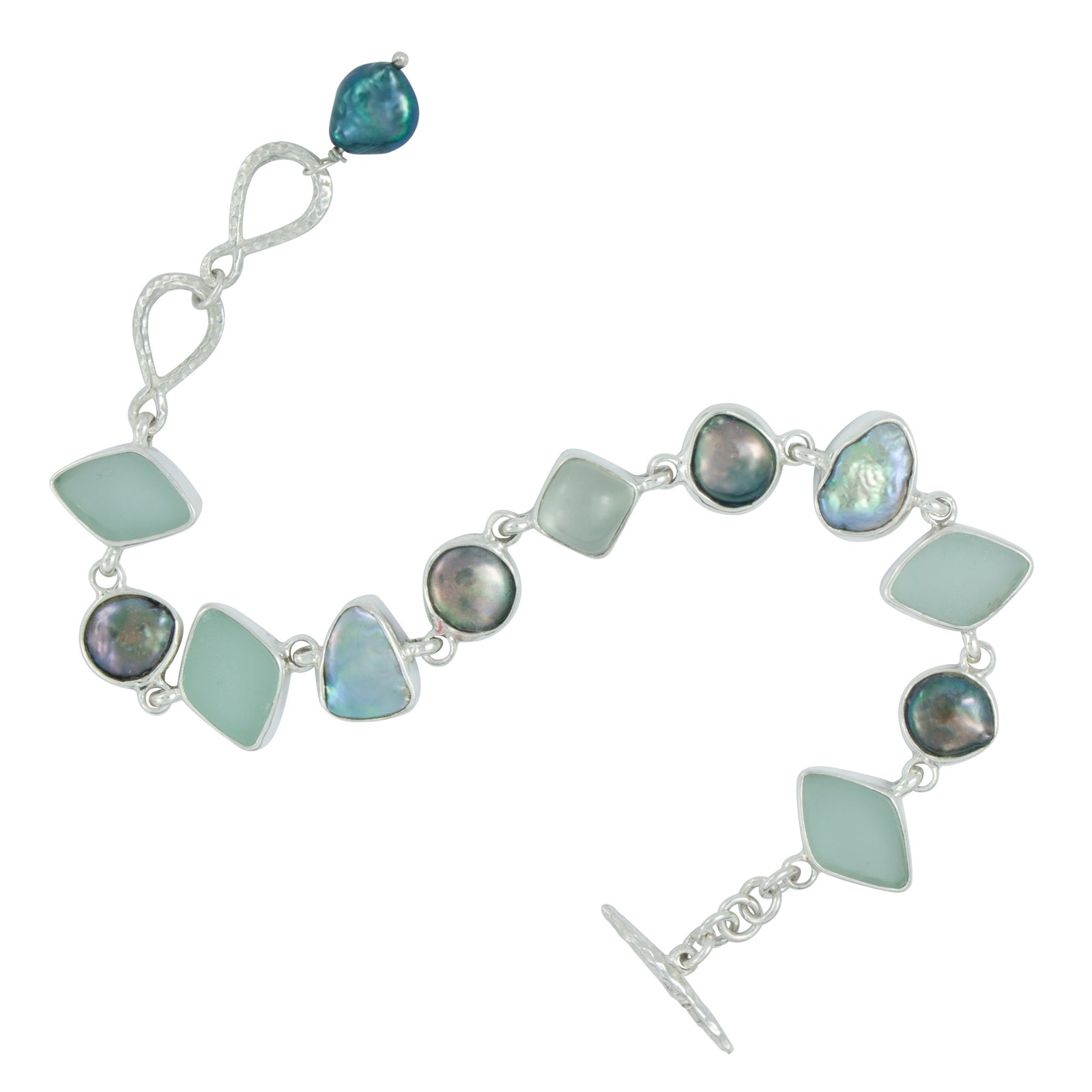 Exqusite Sea Glass & Pearl Bracelet