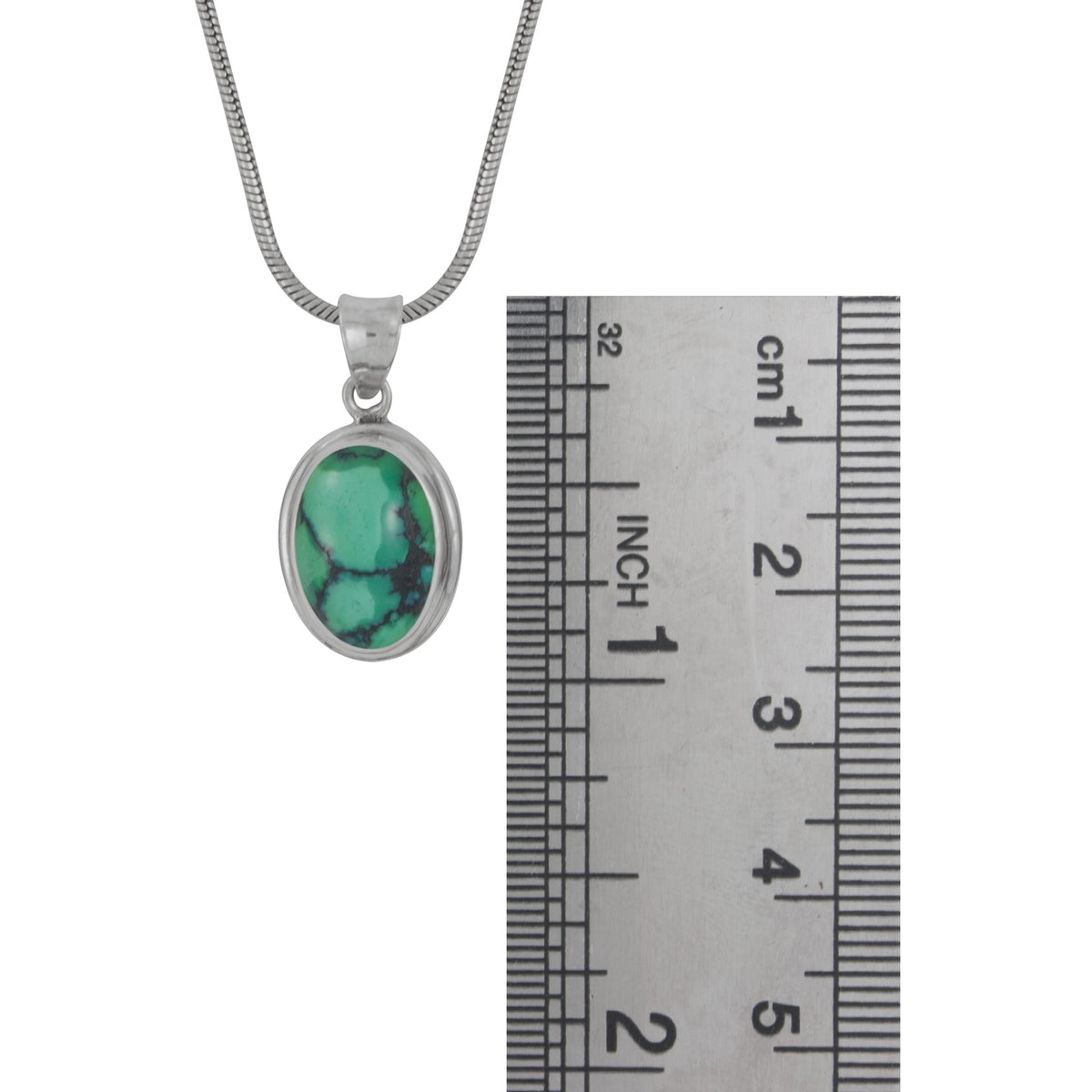 Silver Pendant With Single Stone Turquoise Oval Drop