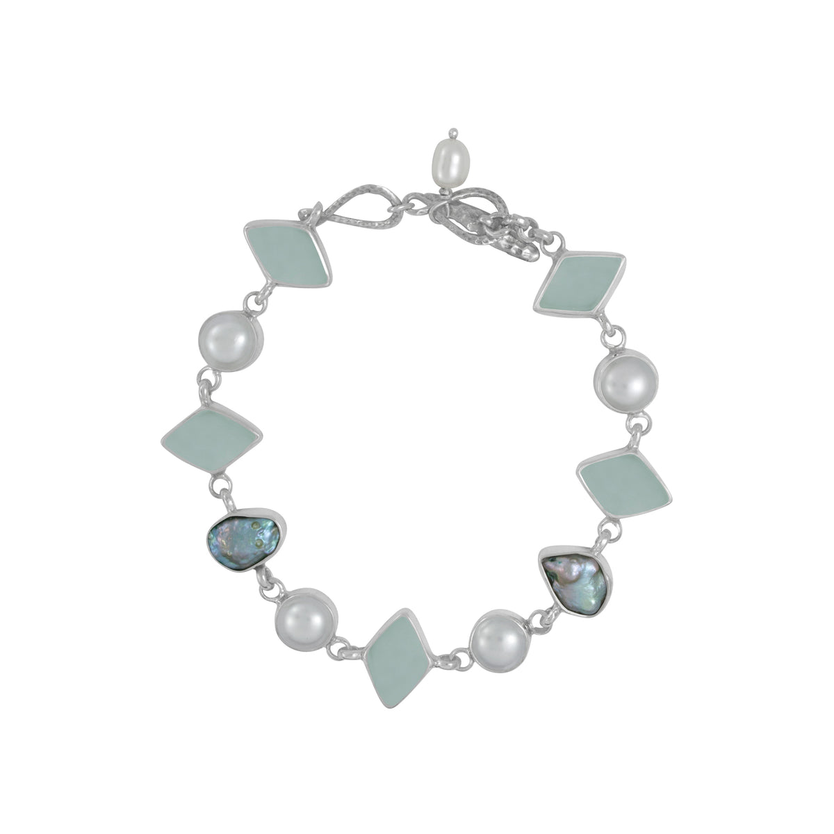 Exqusite Sea Glass &amp; Pearl Bracelet