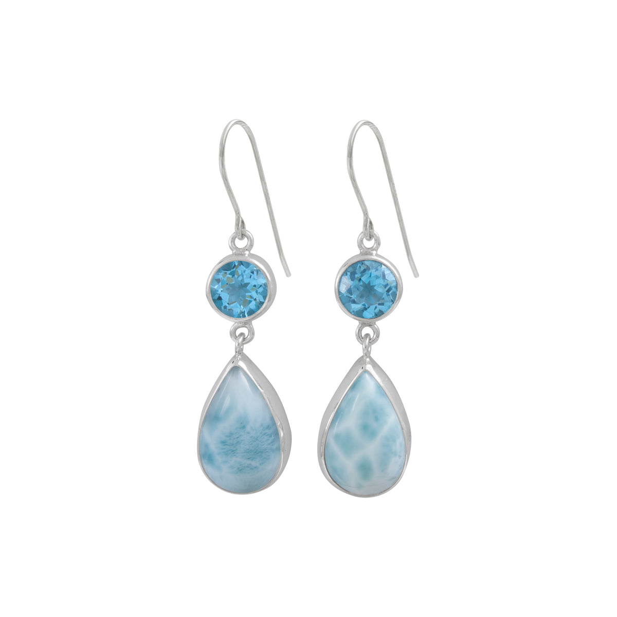 Exquisite Blue Topaz and Larimar Drop Earring