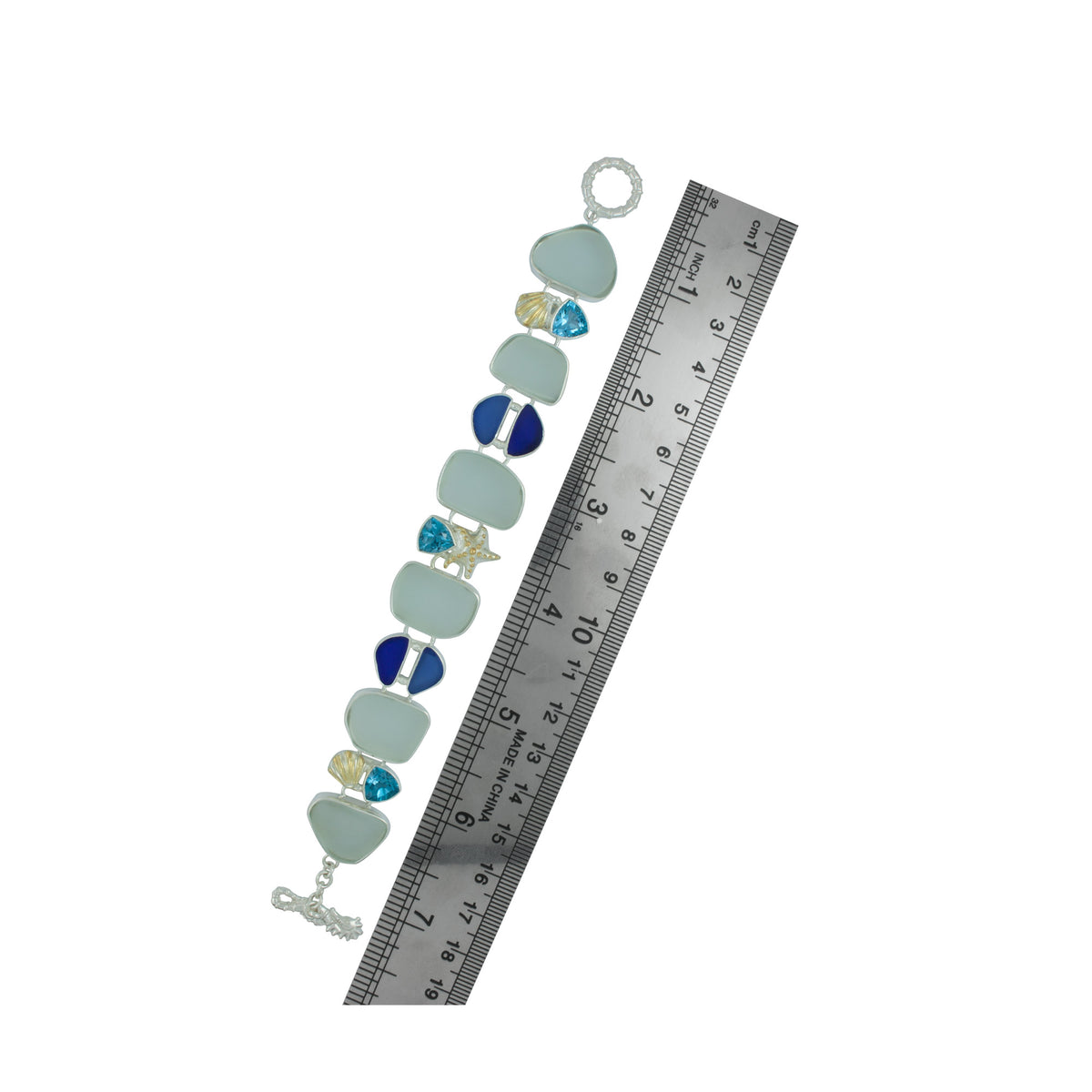 Exquisite Sea Glass bracelet with Sea life and gem stones..a must have !