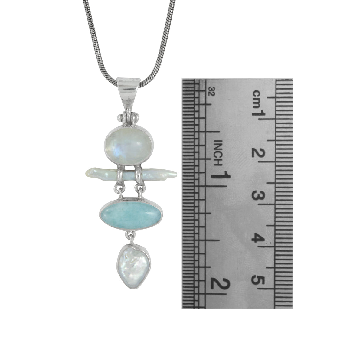 Exquisite Larimar &amp; Rainbow Moonstone Pendant