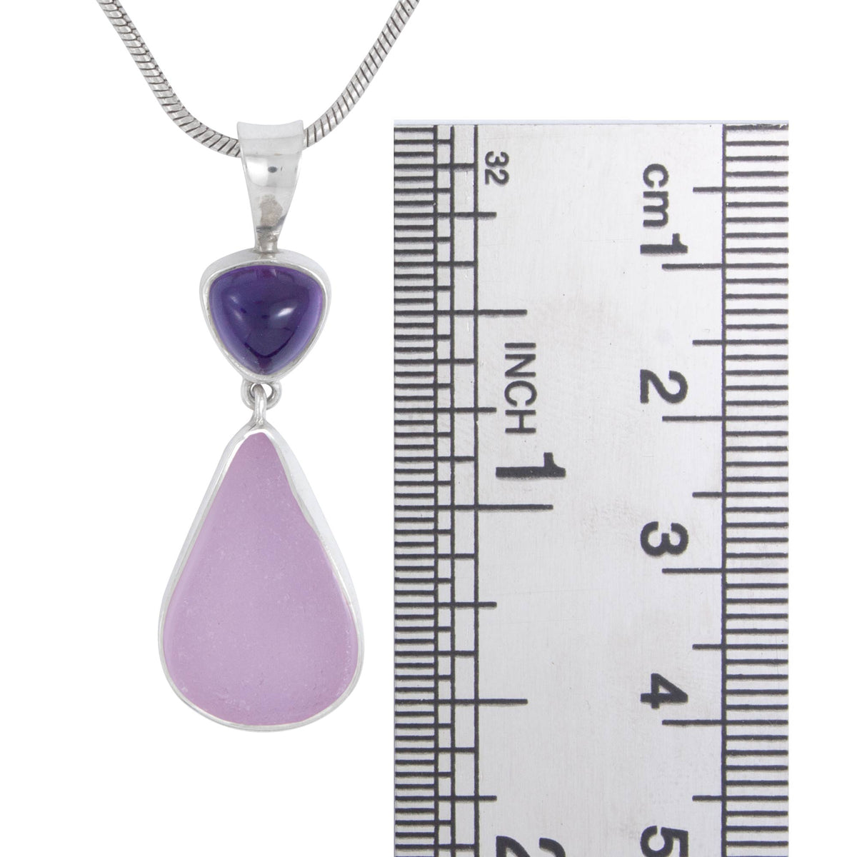 Gorgeous Lavander Seaglass Pendant with Amythyst