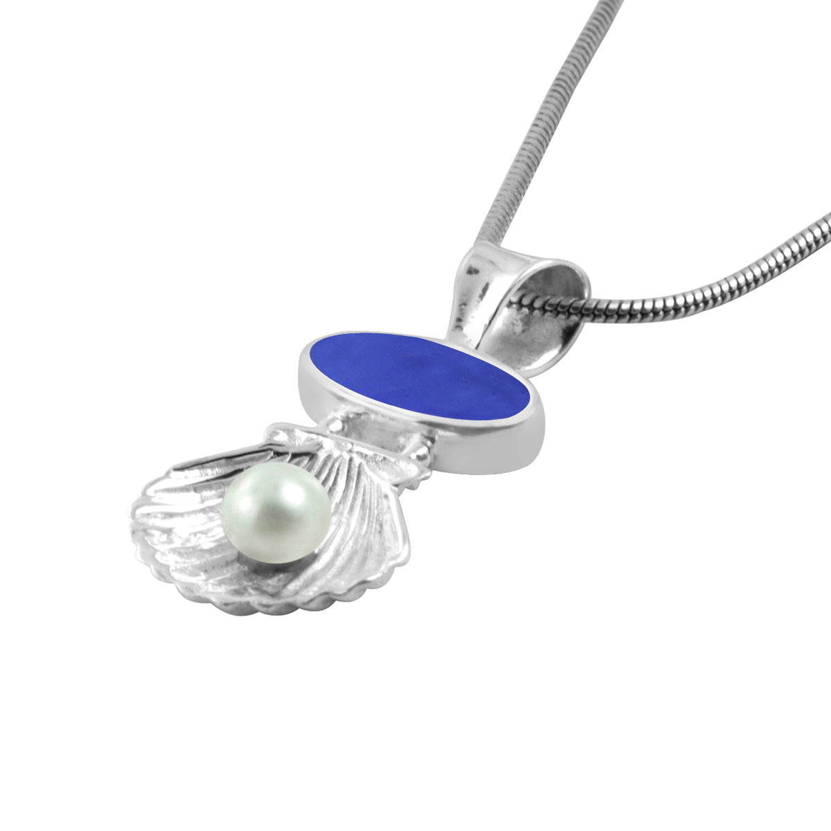 Sea Glass Shell Pendant with Pearl Treasure