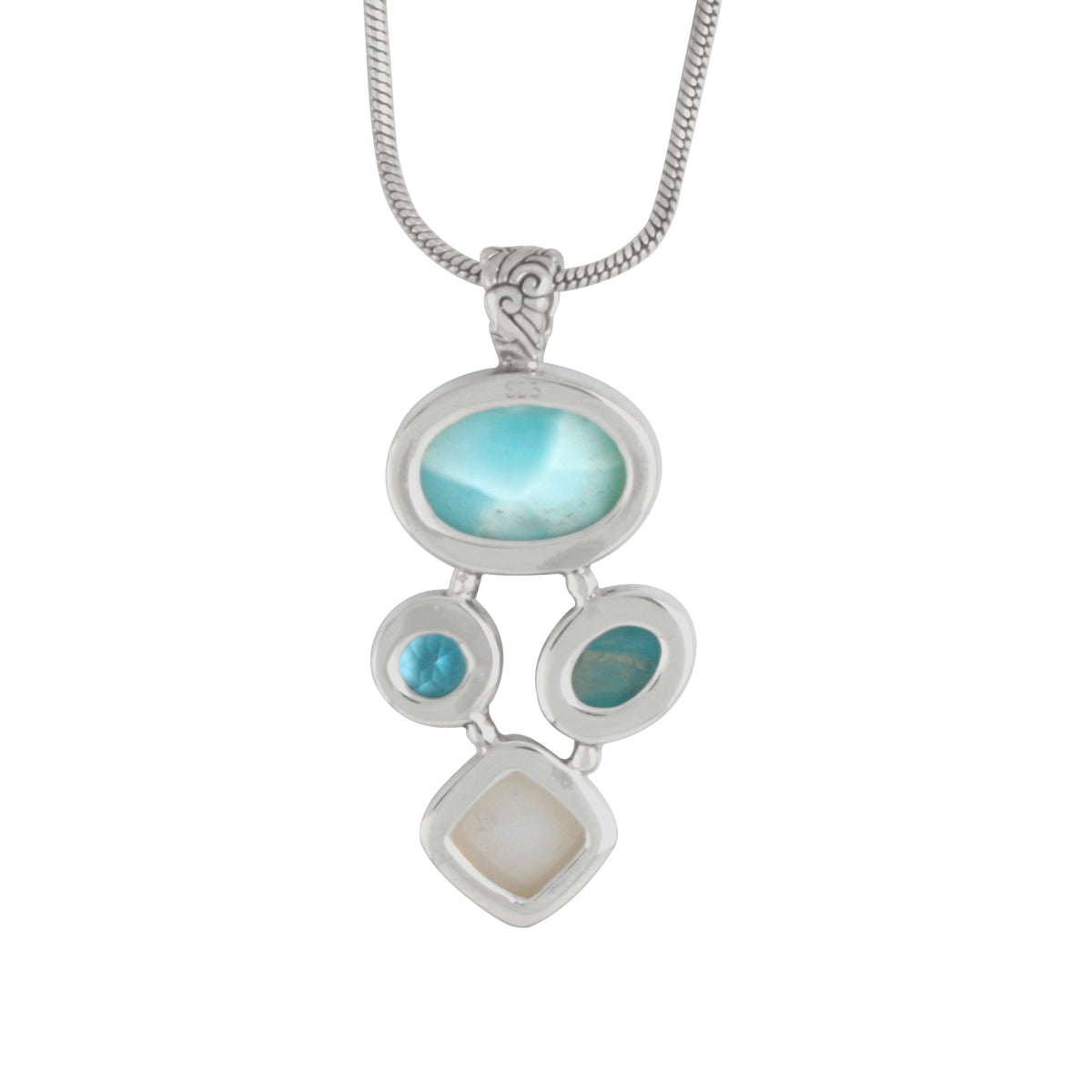Gorgeous Larimar &amp; Druzy Asymmetrical Pendant