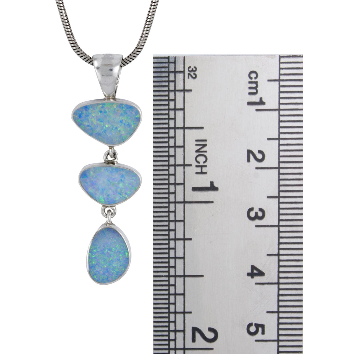 Silver Pendant With 3 Free Form Opal Drop